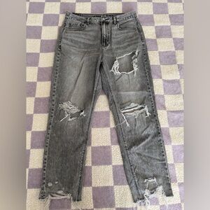 American Eagle Outfitters Gray Distressed Mom Jeans